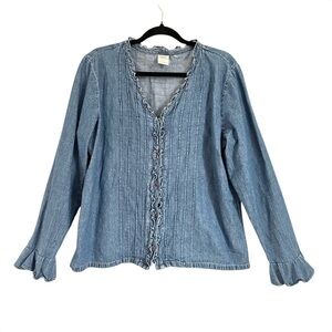 VINTAGE Ruffled Denim Blouse